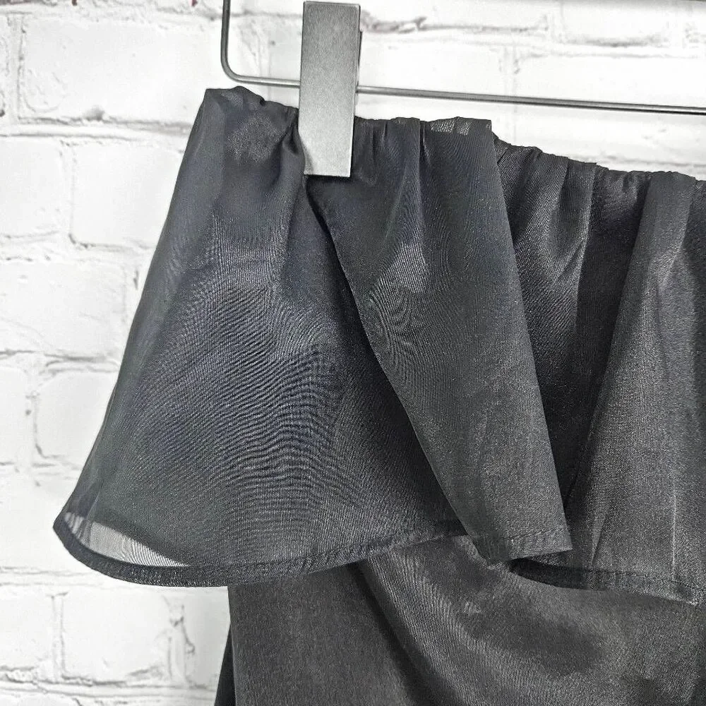 NWT NBD Black Ruffled Kathy Strapless Mini Party Dress Size: X-Small